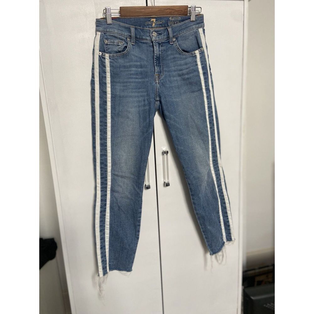 7 For All Mankind Jeans The Ankle Skinny Women's Size 27 Stretch Striped
